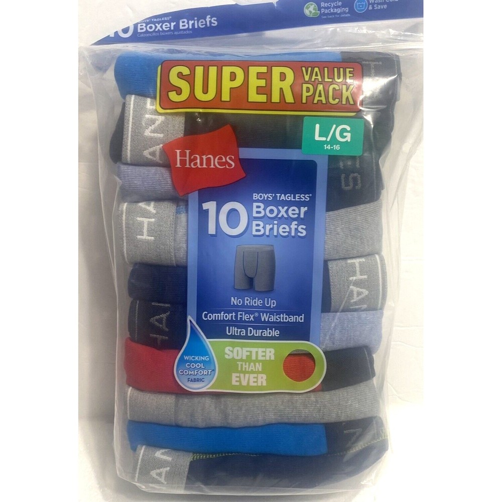Hanes Boys Boxer Briefs Multicolor Size L 14-16